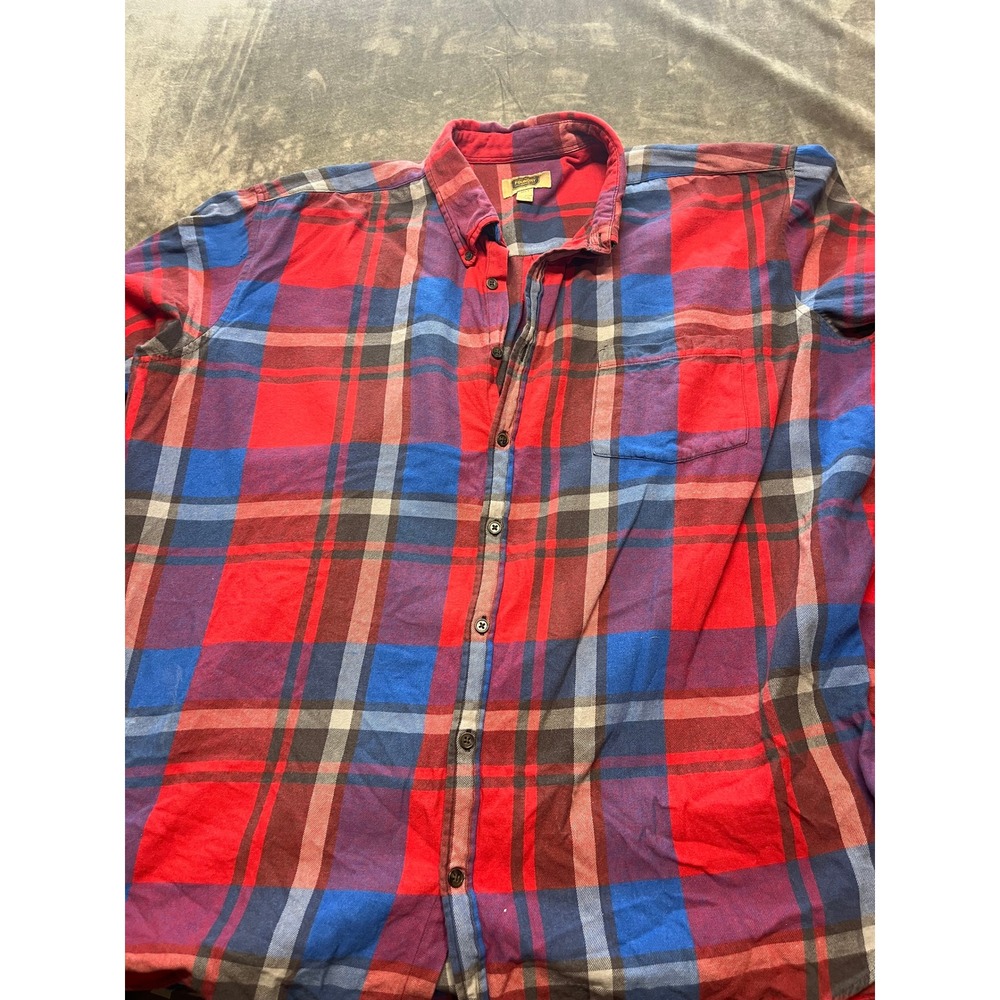 The Foundry Supply Co. Mens 3XLT Red Blue Plaid Long Sleeve Flannel Shirt